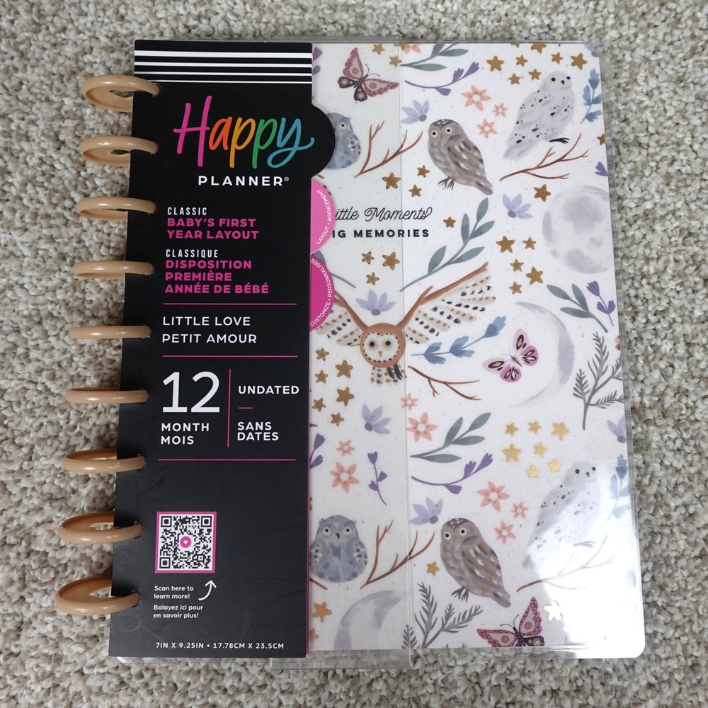 Happy Planner Classic Undated 12 Month Baby First Year Little Love Owl Moon
